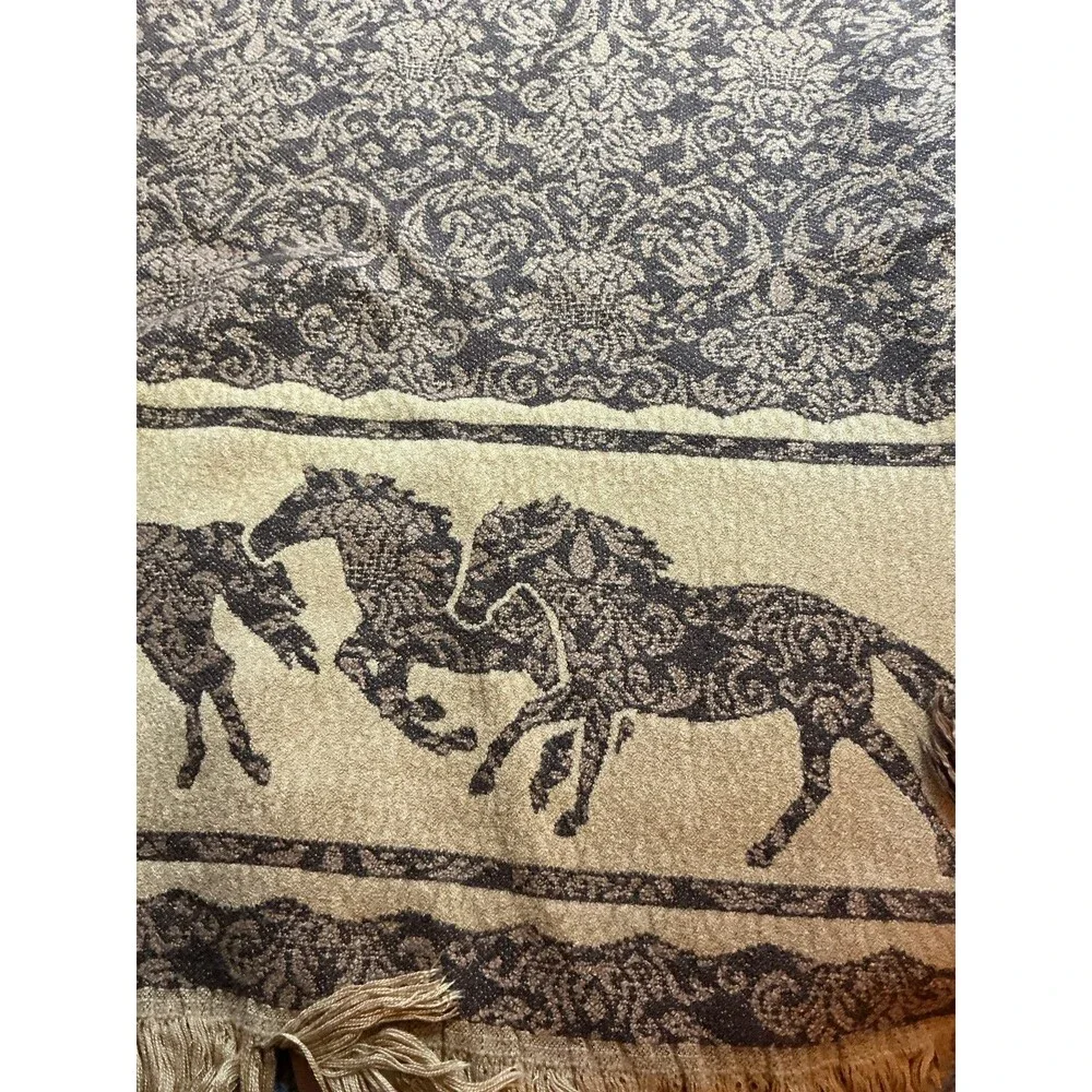 Horse Equestrian Throw Blanket Country Western Decor 32x44